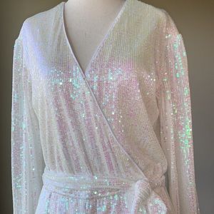 EUC Midnight Doll iridescent sequin romper sz M perfect for bachelorette party!